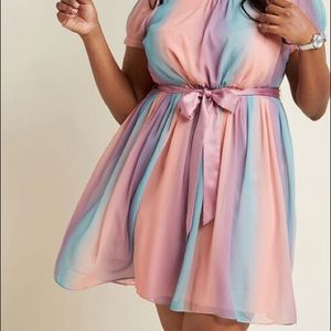 Modcloth Chiffon A-line Dress w/Short Sleeves